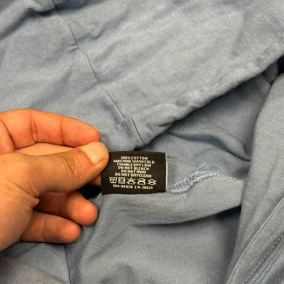 Vintage Stussy Hoodie Pullover Glitter Logo Blue Lightweight Cotton Medium - Picture 9 of 10